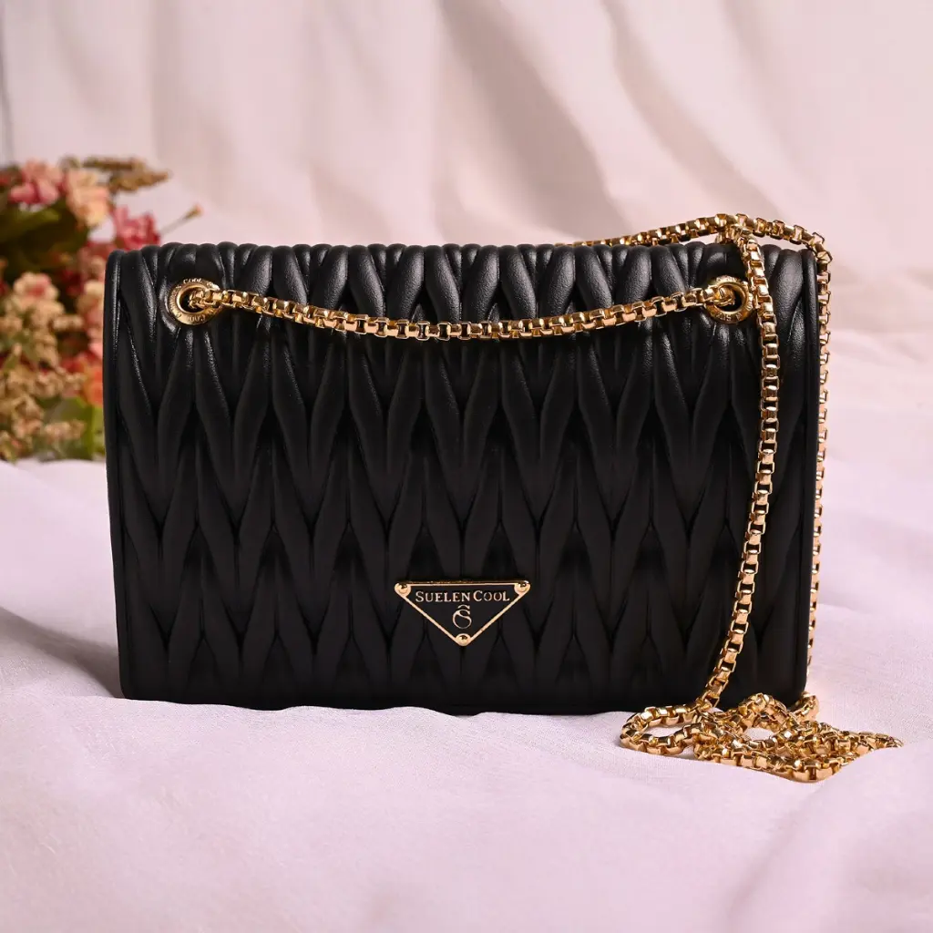 Bolsa Feminina Estilosa Transversal de Ombro com Alça e Corrente para Look Casual - Maitê