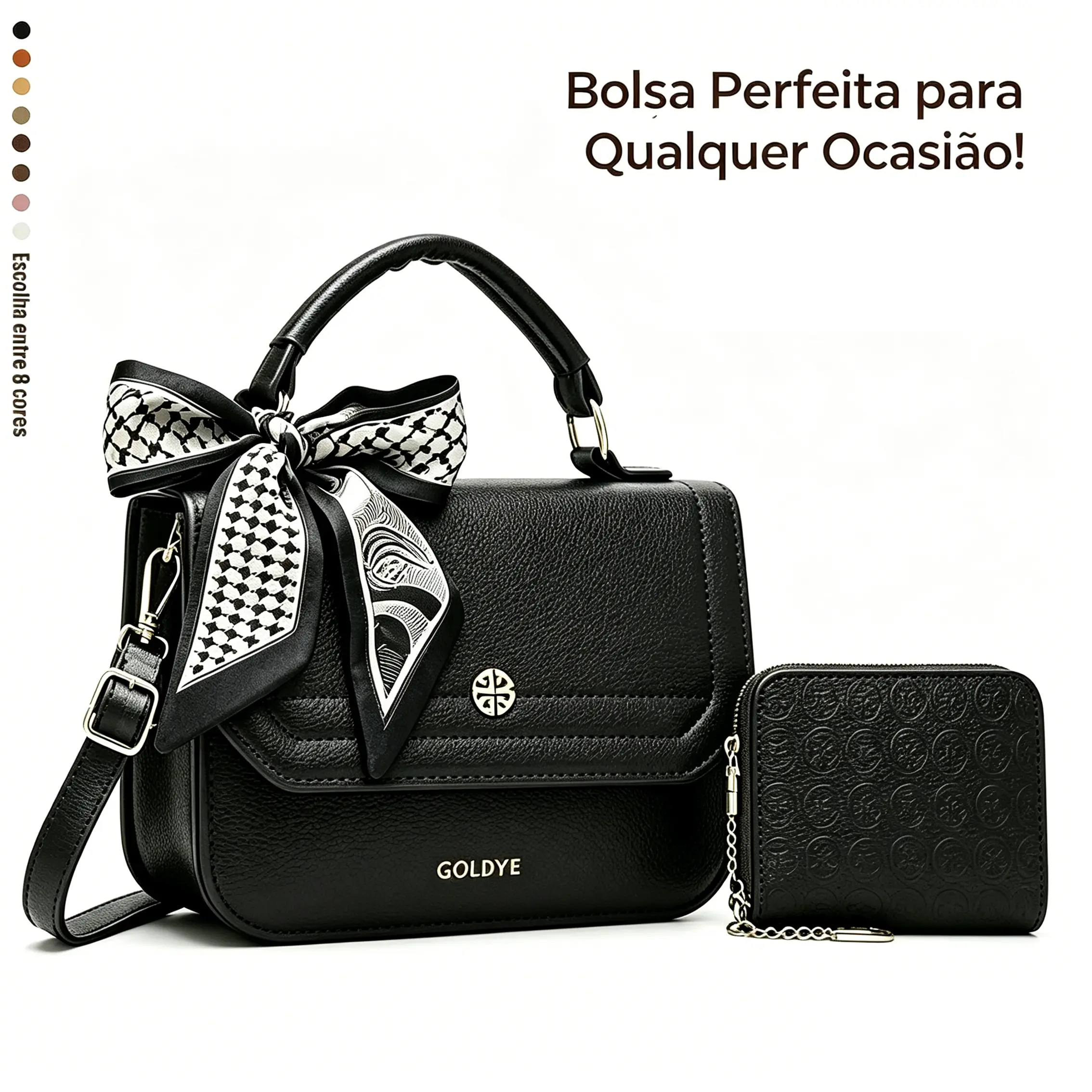 Bolsa Feminina 2 Peças Com Carteira Alça De Mão E Transversal Luxo Elegante Tendência Uso Diário Trabalho Passeio