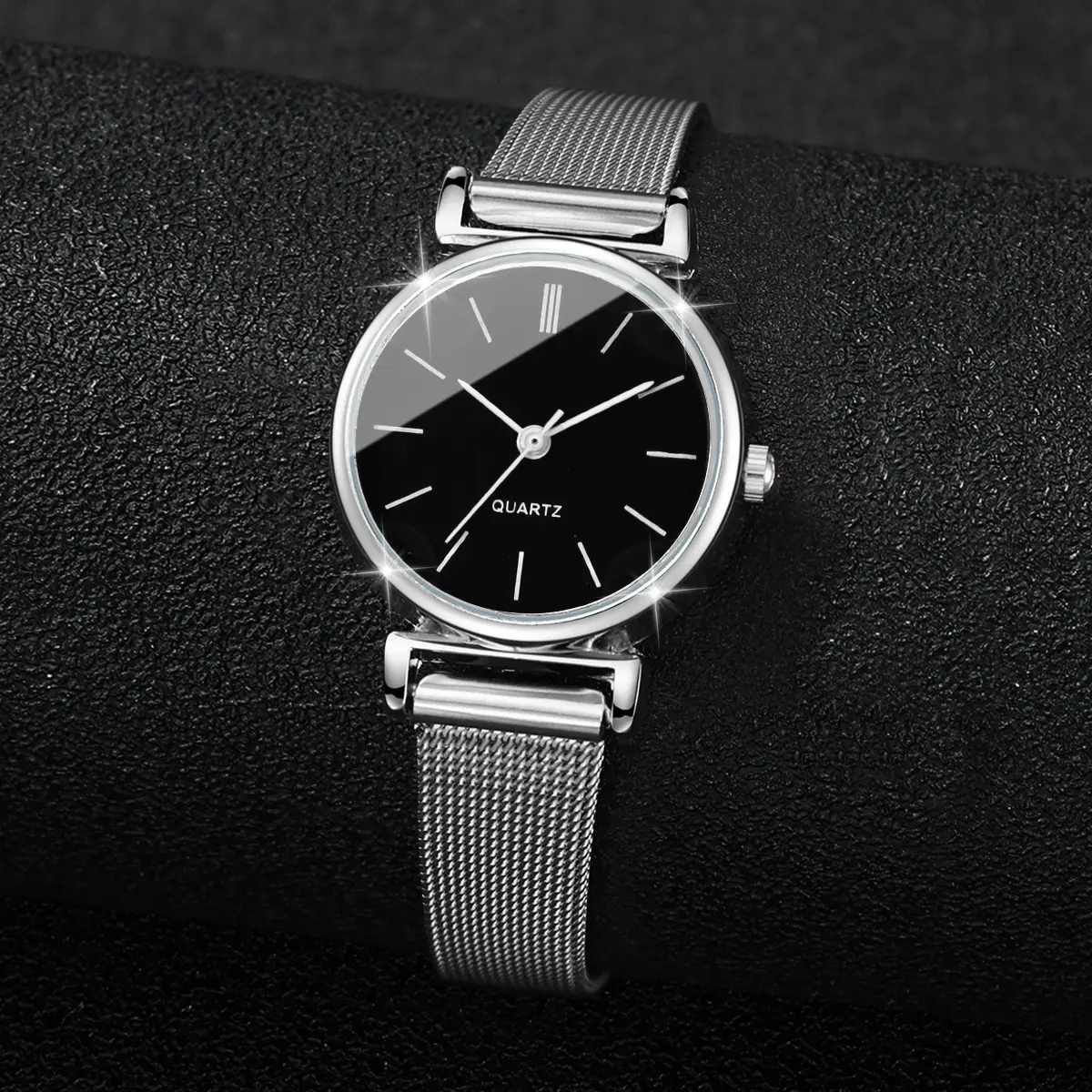 Relógio Feminino De Aço Inoxidável Com Pulseira De Grade