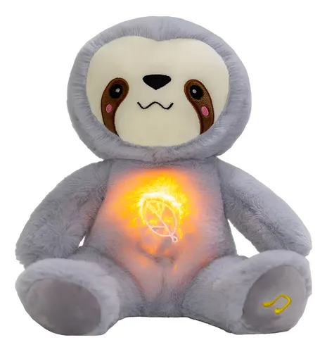 Kawaii Calmante Sloth Plush Doll, Brinquedo Urso Respirador para Crianças, Música Calmante, Companheiro para Dormir Bebê, Luz e Som